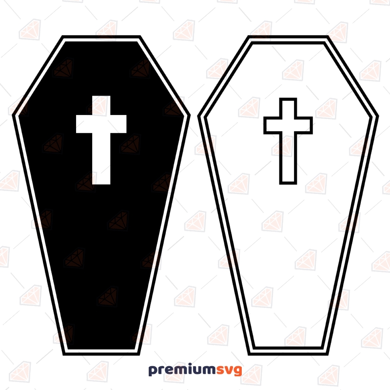 Coffin with Cross SVG, Coffin Instant Download Halloween SVG Svg