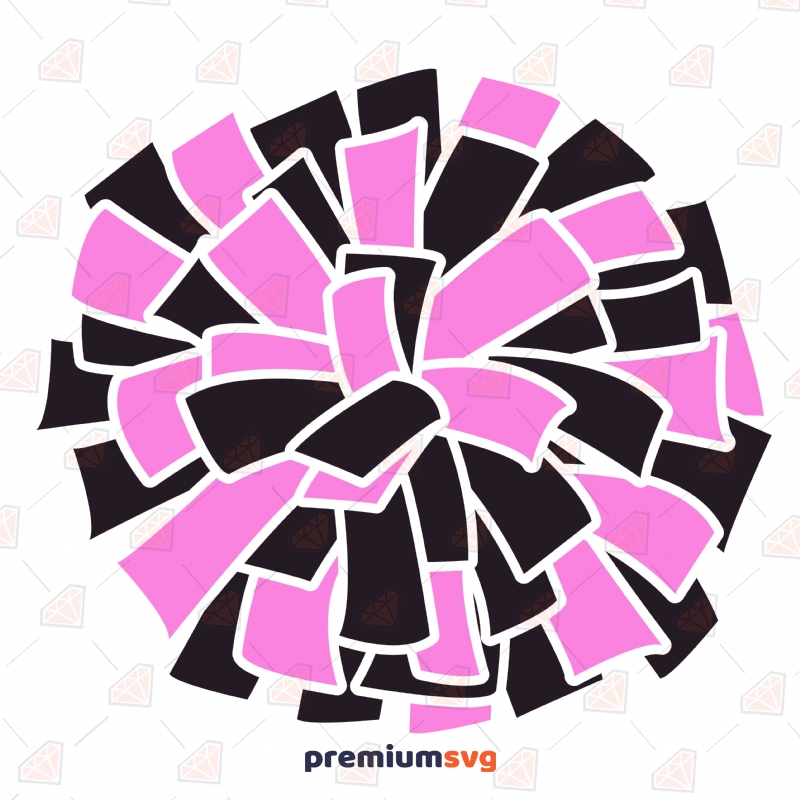 Pink and Black Pom Pom SVG, Pom Pom Vector Instant Download Vector Illustration Svg