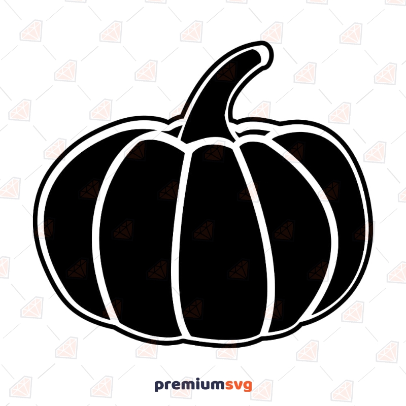 Black Pumpkin with Outline SVG, Basic Halloween Pumpkin Clipart Pumpkin SVG Svg