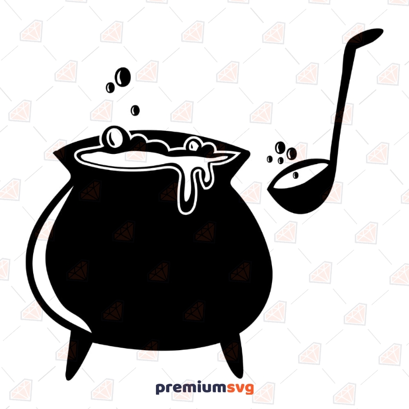 Boiling Cauldron with Spoon SVG Cricut Files | Halloween Pot Clipart Halloween Svg