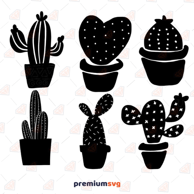 Cactus Bundle SVG Cut File, Cactus Clipart Plant and Flowers Svg