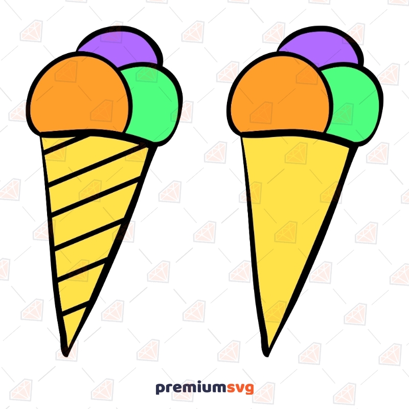Colorful Ice Creams SVG Vector Files, Ice Creams Clipart Summer SVG Svg