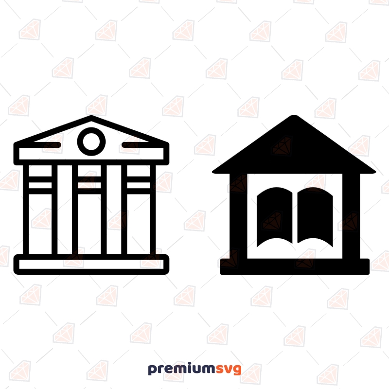 Library Building SVG Cut Files, Instant Download College Or University Svg