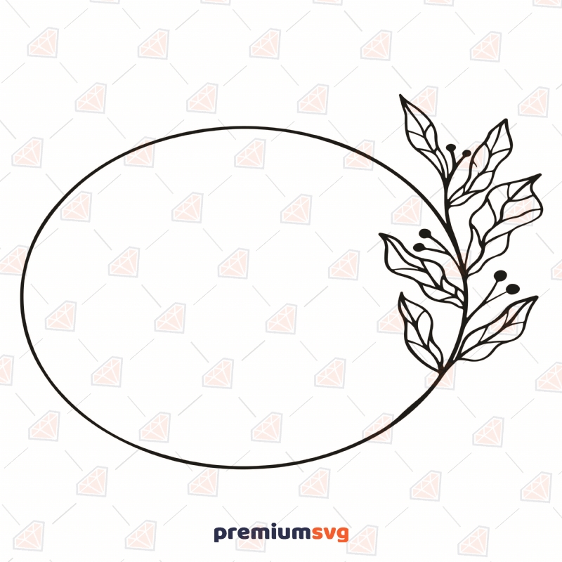 Floral Ellipse SVG, Oval Wreath Cut File Instant Download Vector Illustration Svg