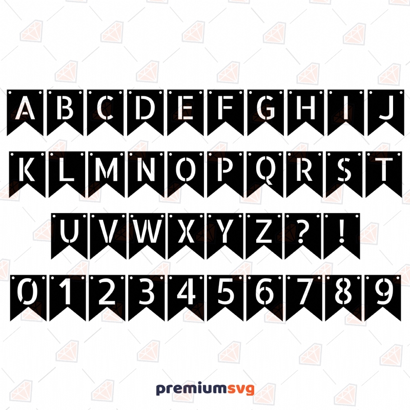Banner Letter SVG Cut File, Printable Alphabet SVG Vector Objects Svg
