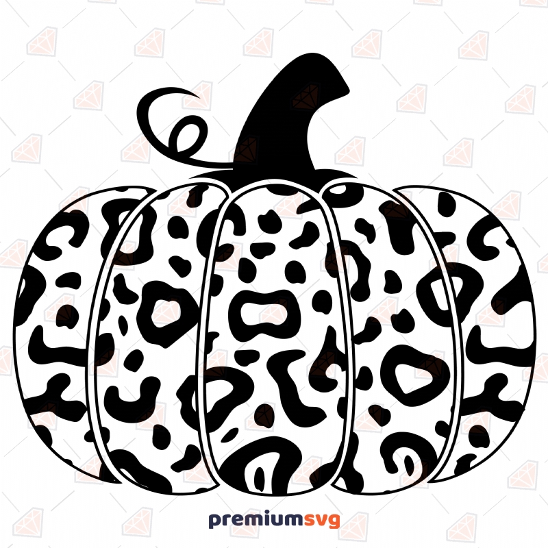 Black Leopard Pumpkin SVG Cut File, Black Pumpkin Clipart Halloween SVG Svg