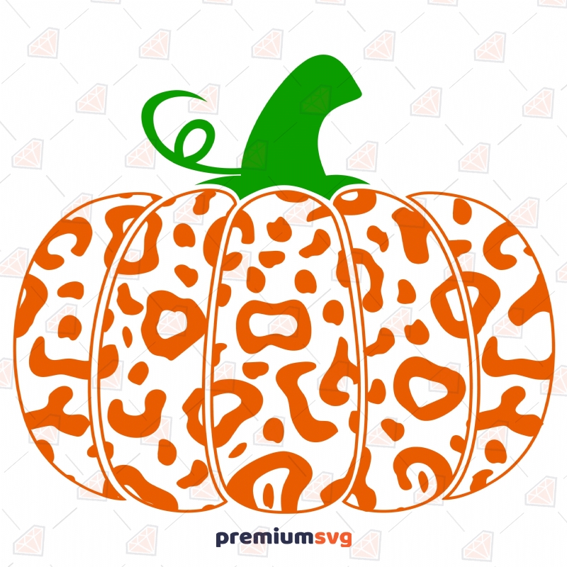 Orange Pumpkin Leopard SVG, Pumpkin SVG Vector Files Halloween SVG Svg
