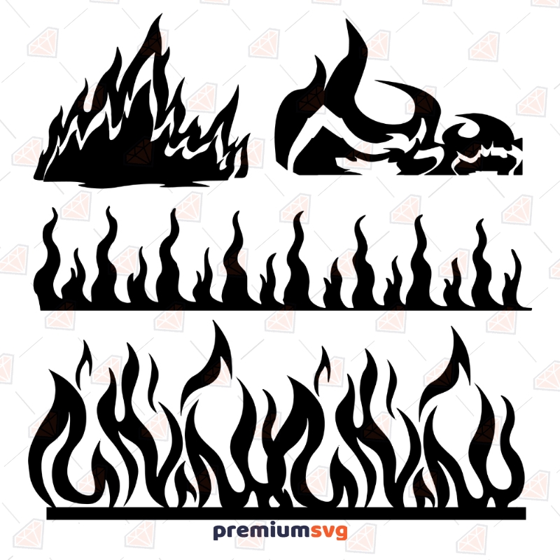 Fire Flames Bundle SVG Cut File, Fire Bundle SVG Instant Download Vector Illustration Svg