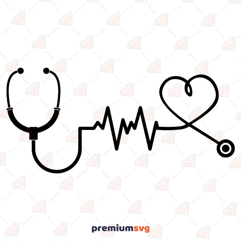 Black Nurse Stethoscope Heartbeat SVG Cut File Nurse SVG Svg