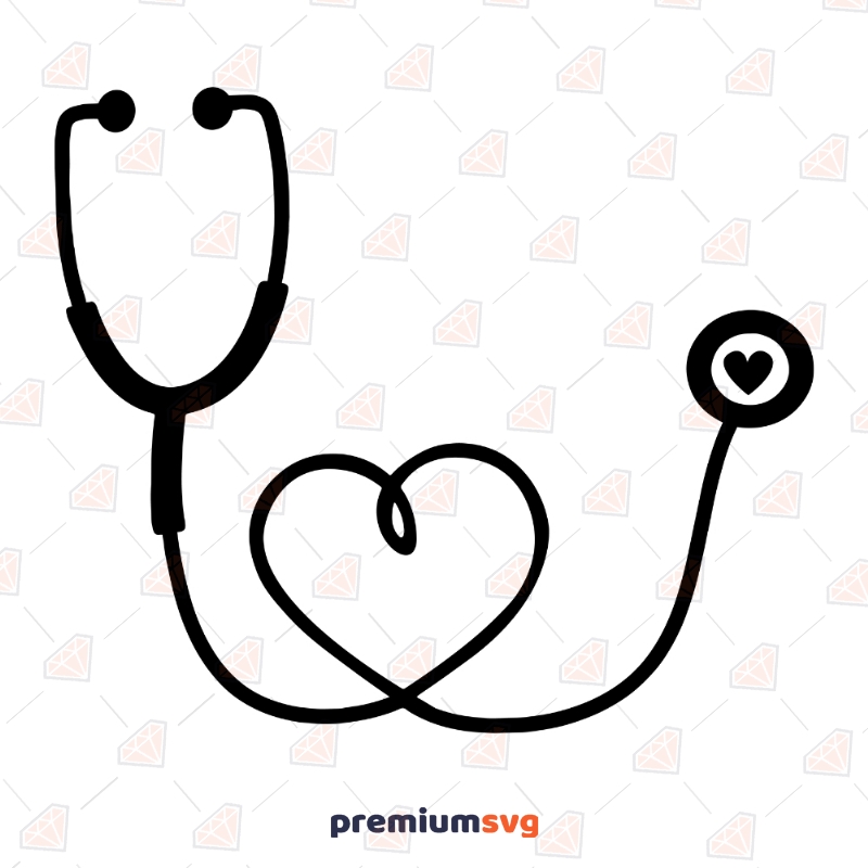 Nurse Heart Stethoscope SVG Design Nurse SVG Svg