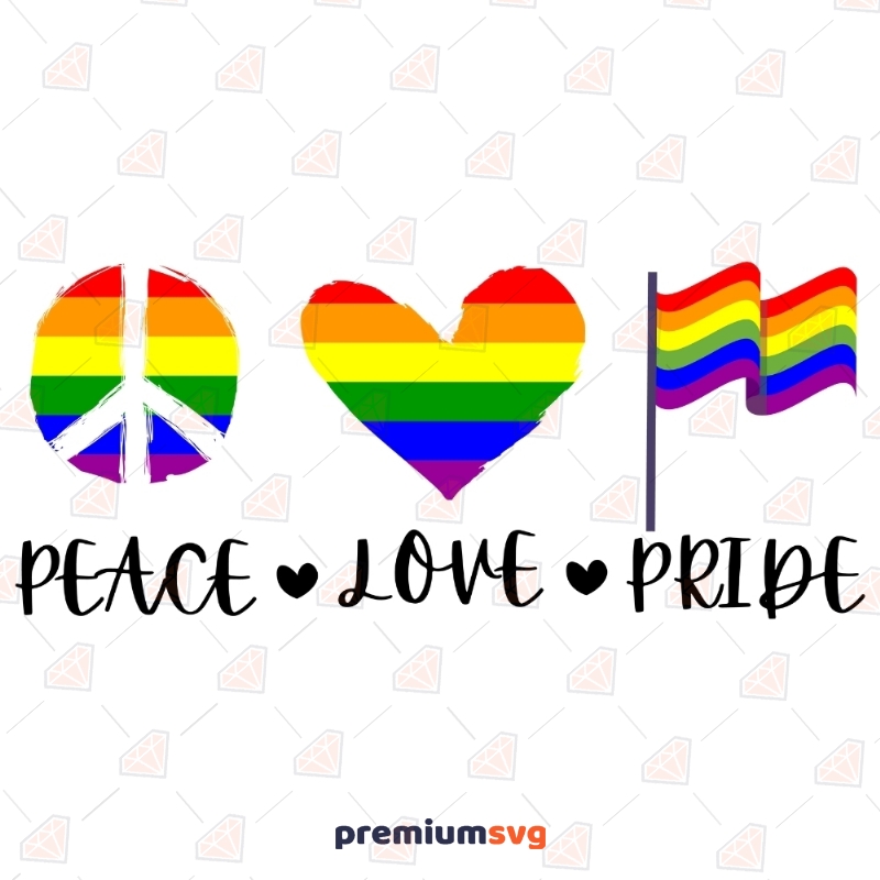 Peace Love Pride Svg, Rainbow Svg Vector Files Lgbtq Pride Svg