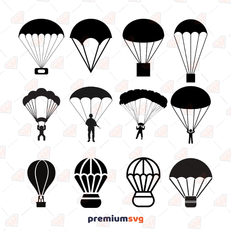Parachute SVG Bundle, Sky Diving Clipart Files Bundle SVG Svg