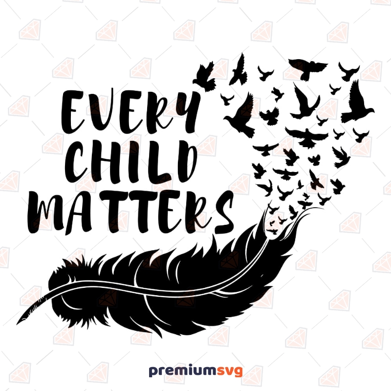 Every Child Matters Feather SVG, Feather with Birds Svg Design Human Rights Svg