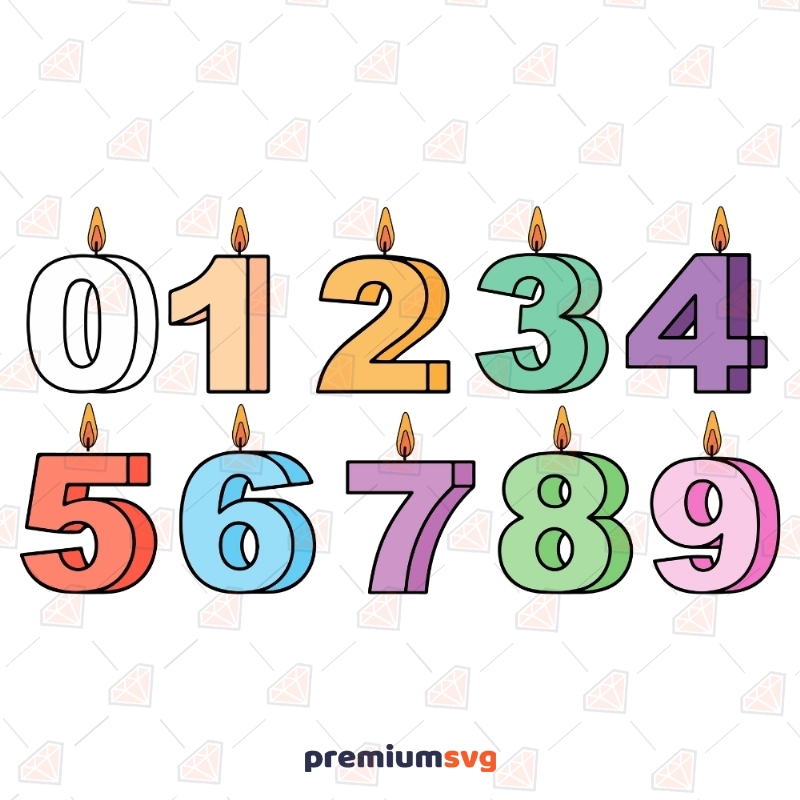 Birthday Numbers SVG Cut Files, Numerial Clipart Vector Files Birthday SVG Svg