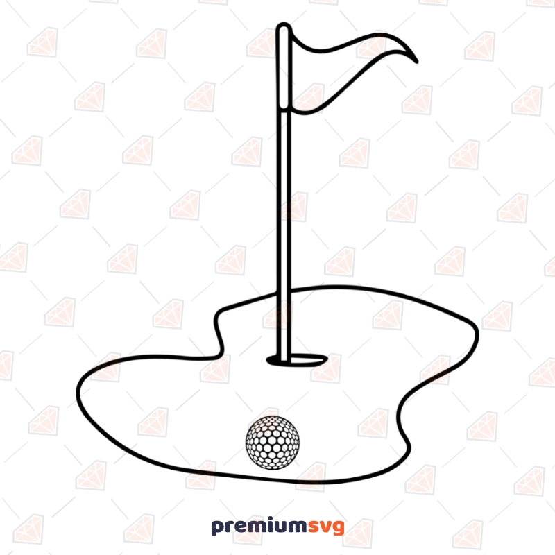 Golf Ball Hole and Flag SVG Cut Files, Golf Illustration SVG Golf Svg
