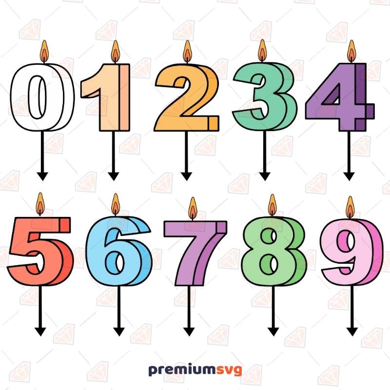 Birthday Numeral Candle Svg Vector Files, Birthday Candles Clipart Birthday SVG Svg