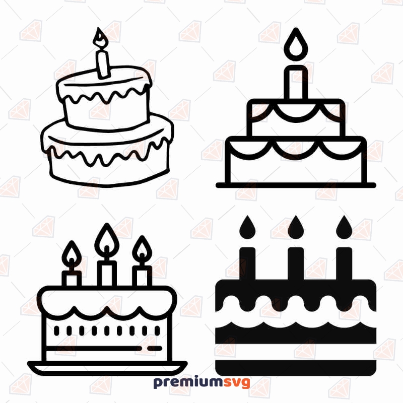Birthday Cake Bundle SVG and PNG File, Instant Download Birthday SVG Svg