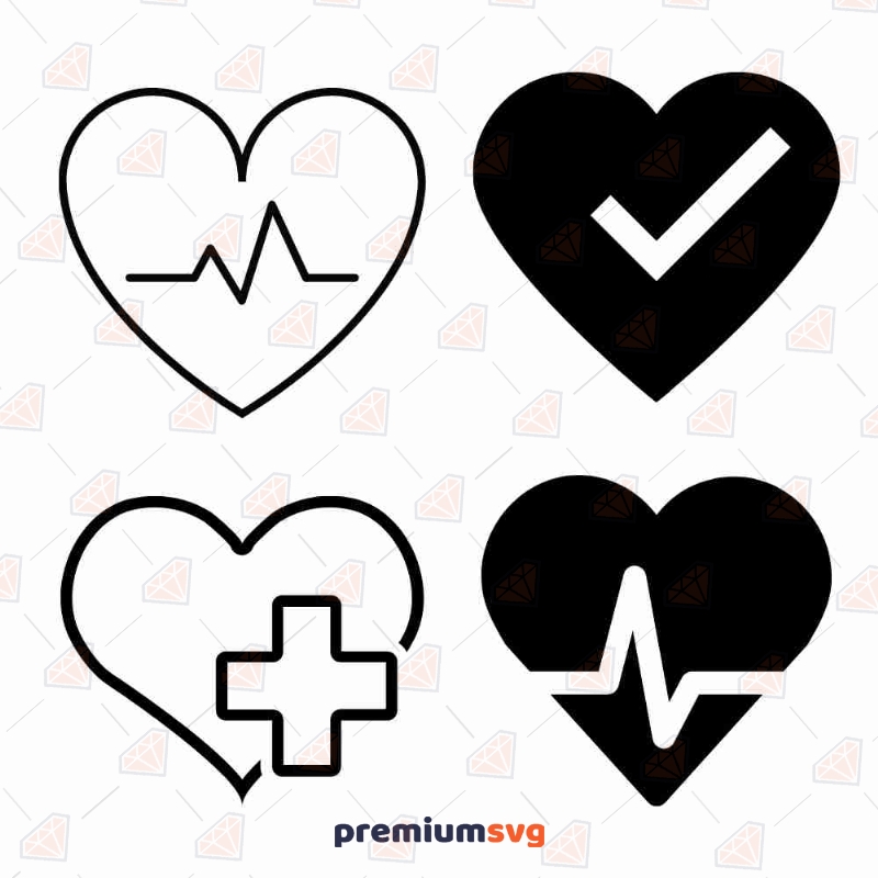Health Heart Bundle SVG, PNG and JPG Cut File Health and Medical Svg