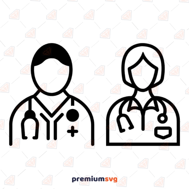 Male & Female Doctor Icon SVG Cut File Nurse SVG Svg