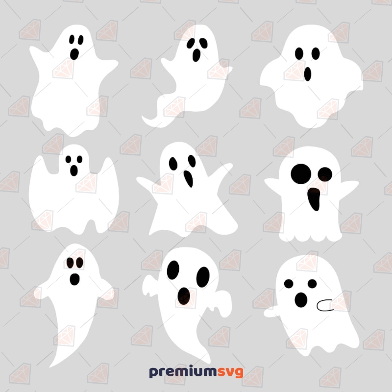 Ghost SVG Bundle, Halloween Scary Ghost Clipart Cut Files Halloween SVG Svg