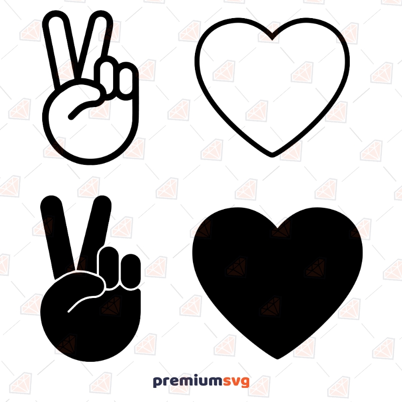 Peace Love Symbols SVG Clipart Files, Peace Love Bundle SVG Instant Download Vector Illustration Svg