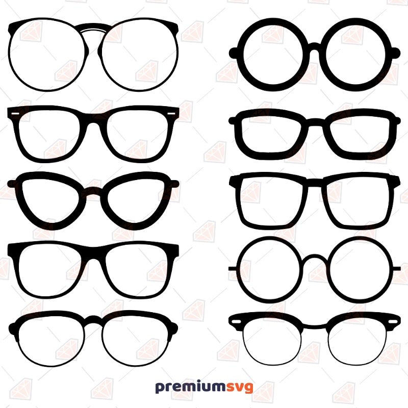 Eyeglasses Bundle Svg Vector Files, Sunglasses Outline Clipart Cut File Bundle SVG Svg