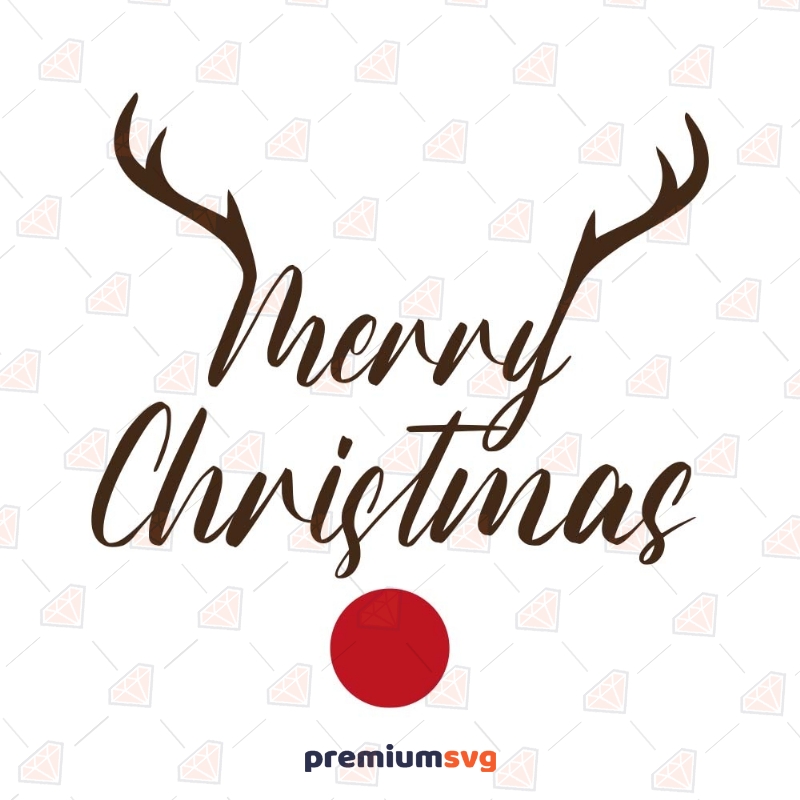 Merry Christmas Design with Deer Horn SVG Christmas Svg