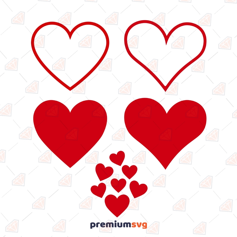 Heart Bundle SVG Cut Files, Hearts Bundle Instant Download Shapes Svg