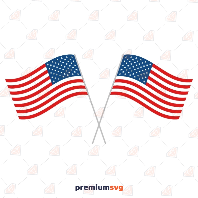 Crossed USA Flags SVG, Vector and Clipart Files Flag SVG Svg