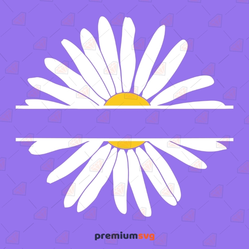 Daisy Monogram SVG, Flower Split SVG Plant and Flowers Svg