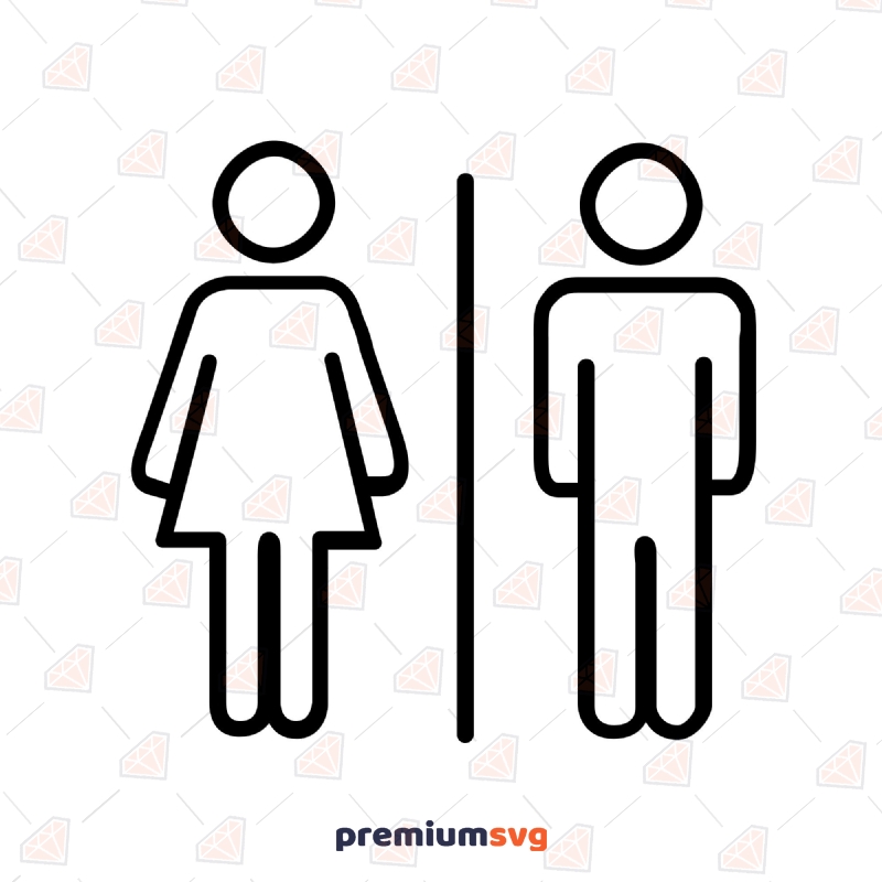 Restroom Sign SVG Cut File, Restroom WC Vector Files Symbols Svg