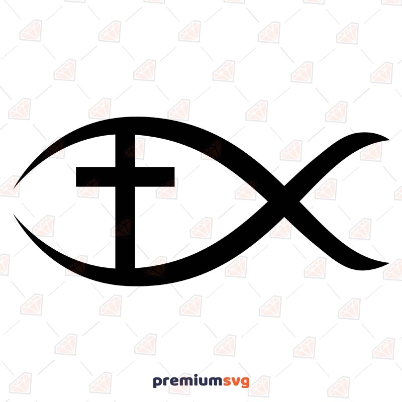 Jesus Fish with Cross SVG Cut File, Jesus Fish Instant Download Christian SVG Svg