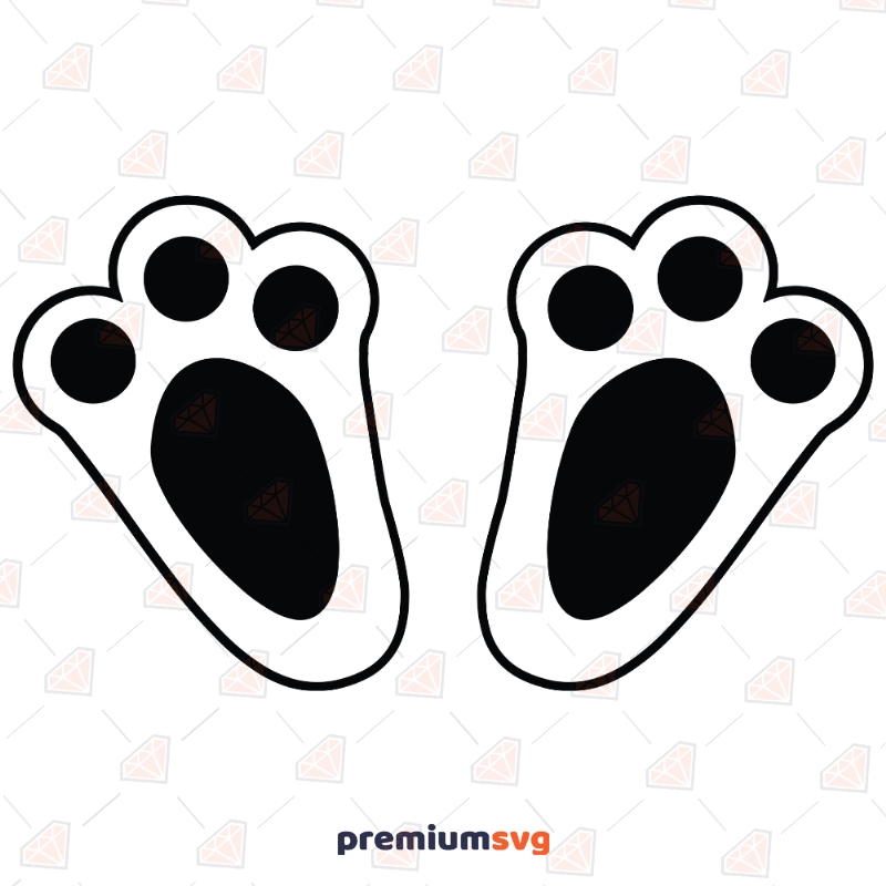 Black and White Bunny Feet SVG Files, Instant Download Easter Day SVG Svg