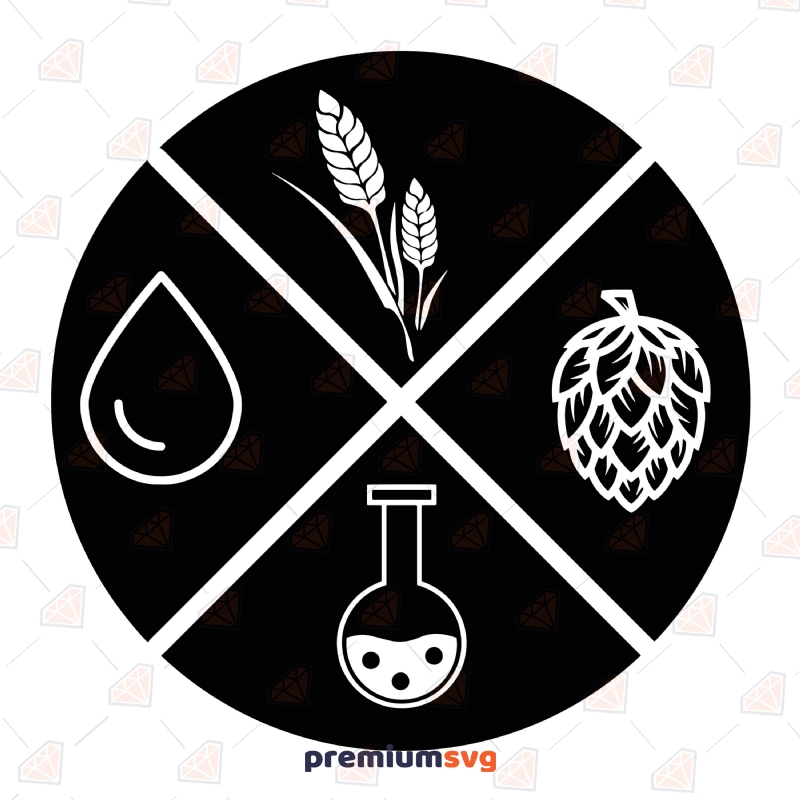 Beer Ingredients SVG Cut File, Wheast Yeast Hops SVG Vector Illustrations Svg