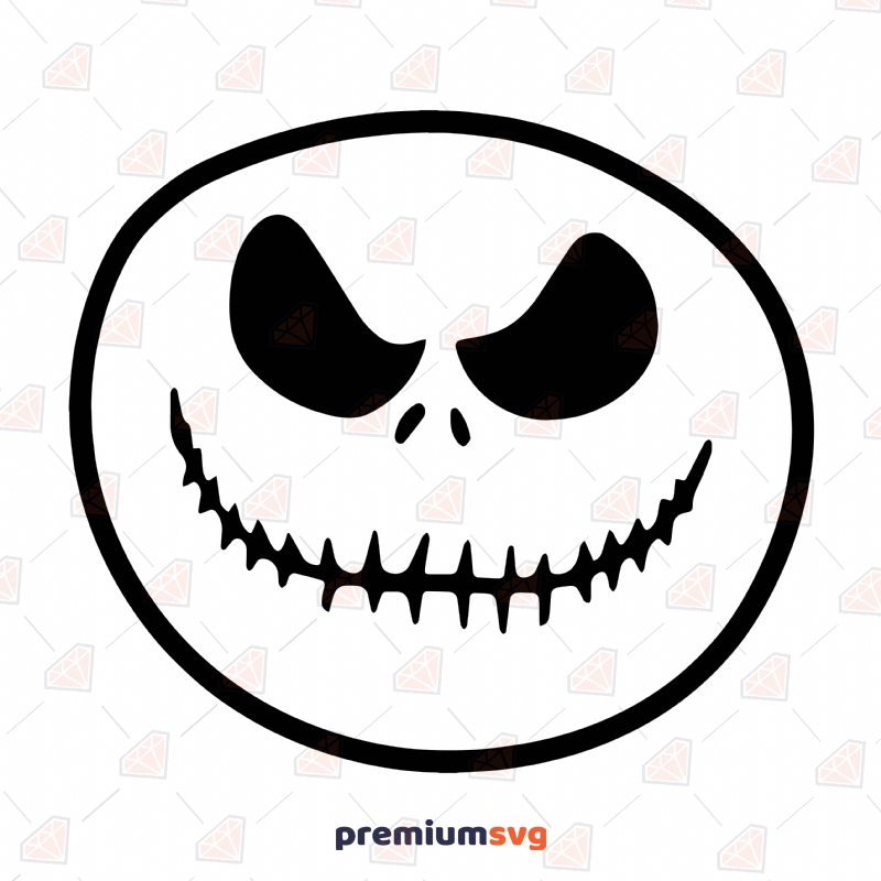 Jack Face SVG Cut File, Skellington SVG Instant Download Halloween SVG Svg