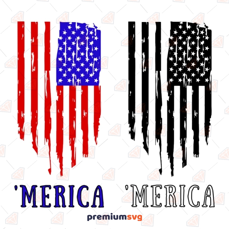 Distressed Merica Flag SVG, Cricut Files 4th Of July SVG Svg
