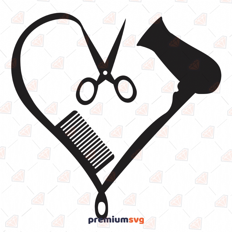 Hair Dresser Heart SVG Cut File Tools and Utensils Svg