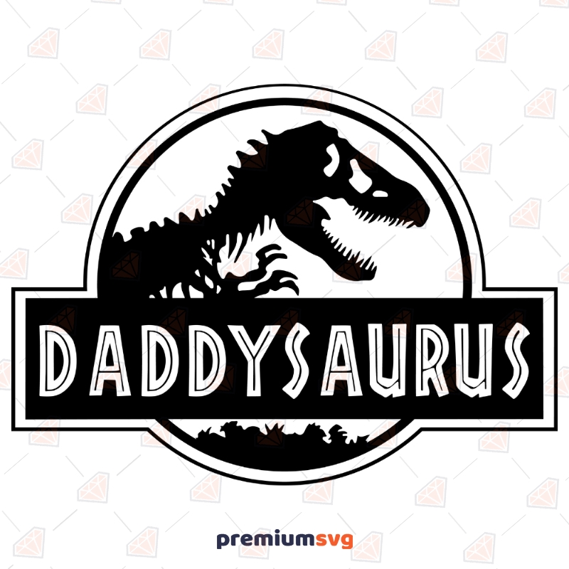 Daddy Saurus Black and White SVG Cut Files, Daddysaurus Instant Download Cartoons Svg