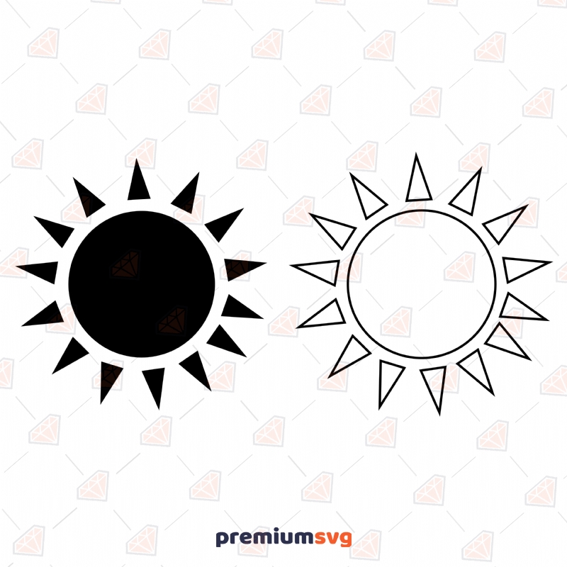 Black Basic Suns SVG Clipart Cut Files Sky/Space Svg