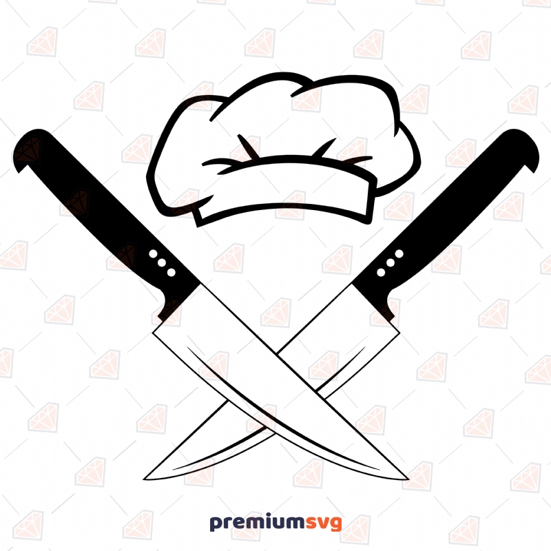 Chef Hat and Crossed Knives SVG, Chef Knives SVG  Svg