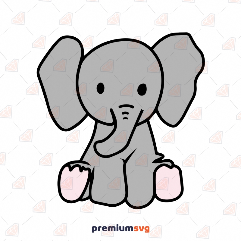 Baby Elephant SVG, Cute Elephant for Clipart Projects | PremiumSVG