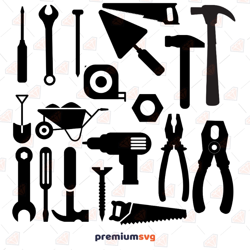 Construction Tools SVG Cut & Clipart Files, Wrench SVG, Hammer SVG Drawings Svg