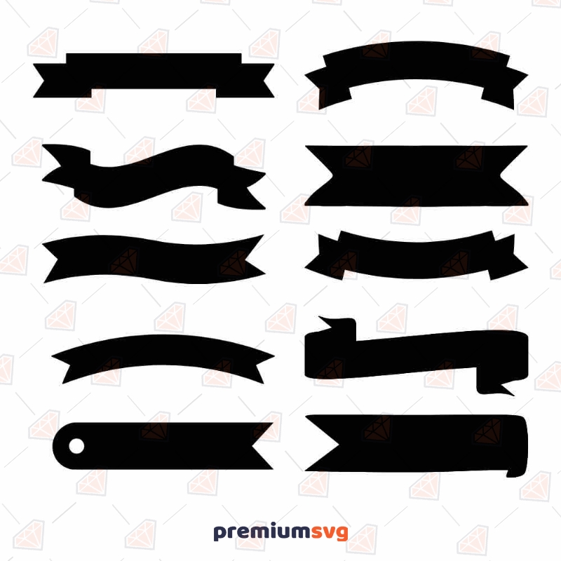 Ribbon Banner Bundle SVG Cut File, Ribbon Banner Clipart Vector Objects Svg