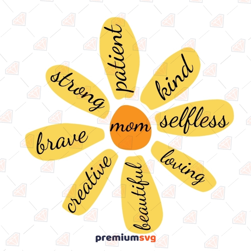 Hand Drawing Mom Sunflower SVG Cut Files, Flower Mom SVG Mother's Day SVG Svg