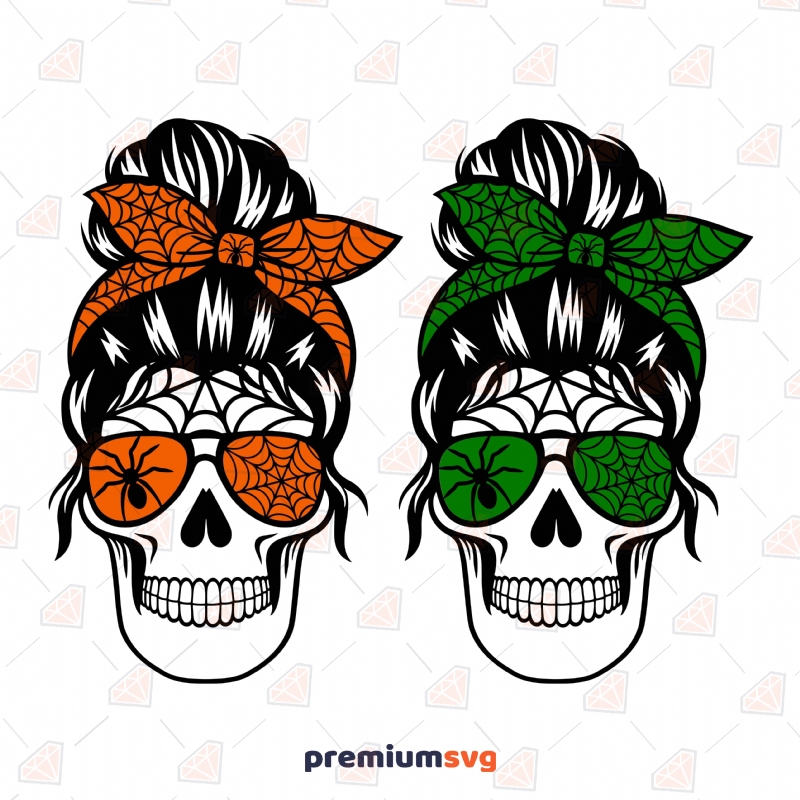 Skull Halloween Mom SVG Cut File, Skull Face SVG Halloween SVG Svg