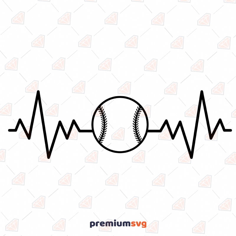 Baseball Heartbeat SVG Clipart, Instant Download Baseball SVG Svg