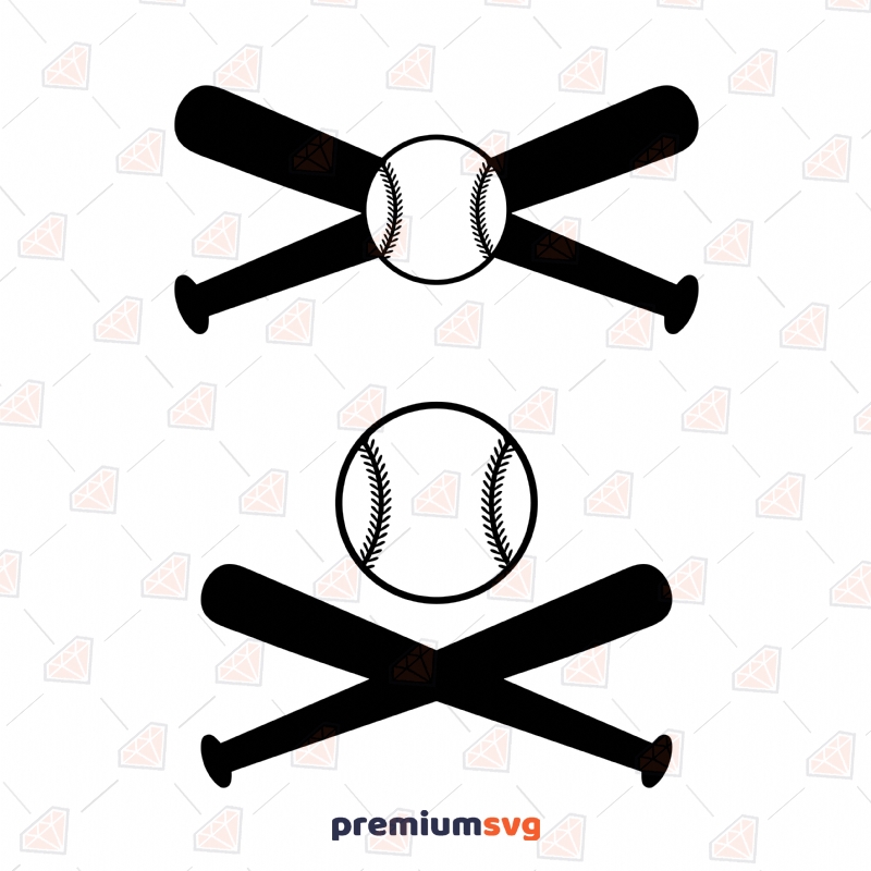 Crossed Baseball Bats SVG, Instant Download Baseball SVG Svg