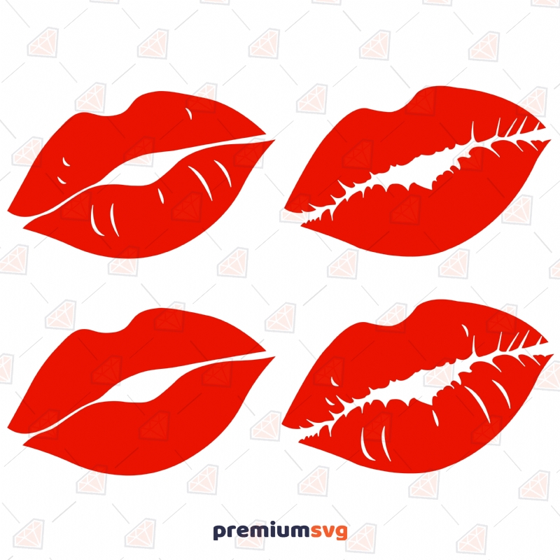 Basic Lips Bundle SVG Cut Files, Kisses Bundle SVG Vector Files Drawings Svg