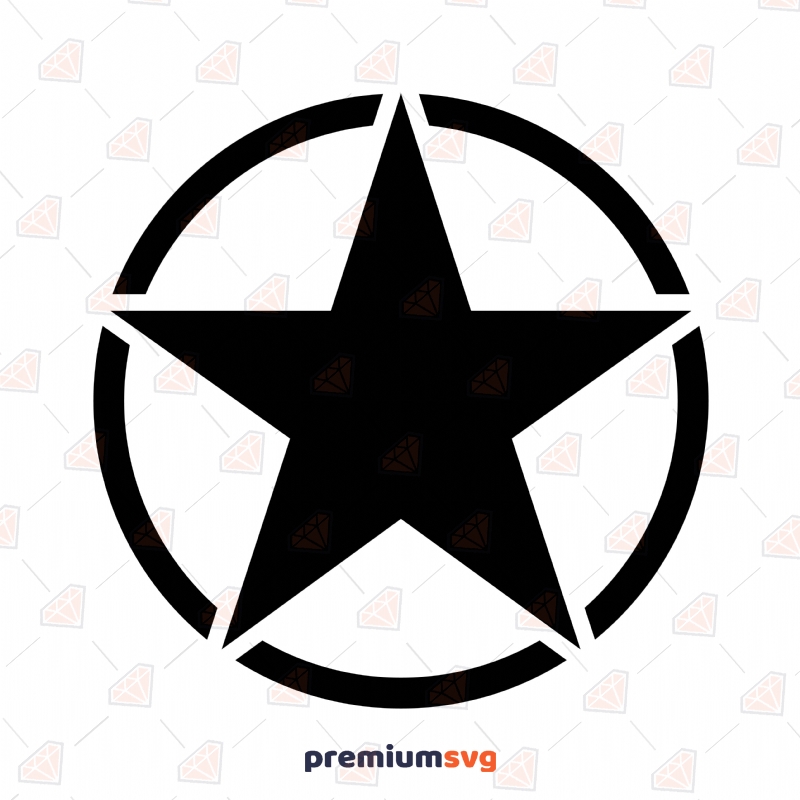 Star In Circle SVG, Jeep Army Star SVG Design for Car Decal Drawings Svg