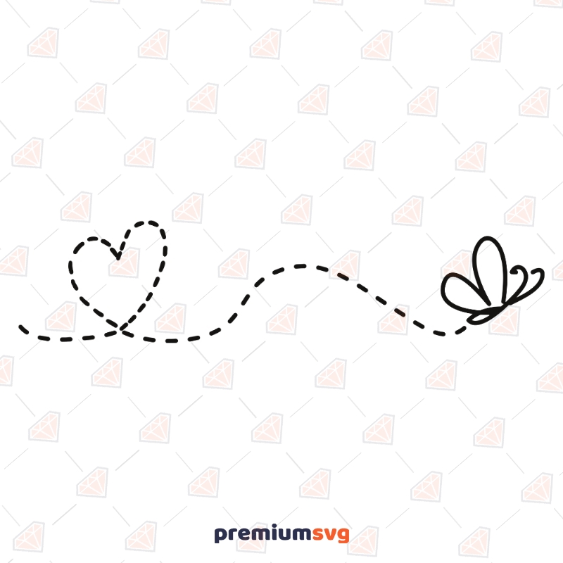 Butterfly Path with Heart SVG Clipart, Butterfly Cut Files Bird SVG Svg